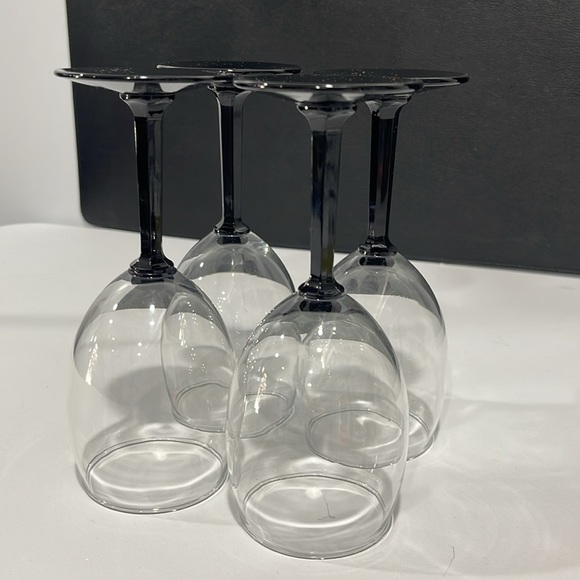 Vintage Octagonal-Shaped Black Stems wine water glasses set of 4 - Picture 8 of 11